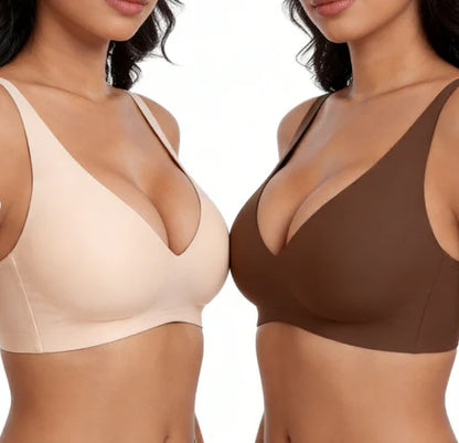 💗SIDSTE DAGS UDSALG 50% RABAT⚡2K+ SOLGT💕 Jelly Trådløse Kvinders Komfortable Trådløse Bh'er Push Up Bralette Seamless T-shirts Bh'er Dybe V Hverdags Bh'er
