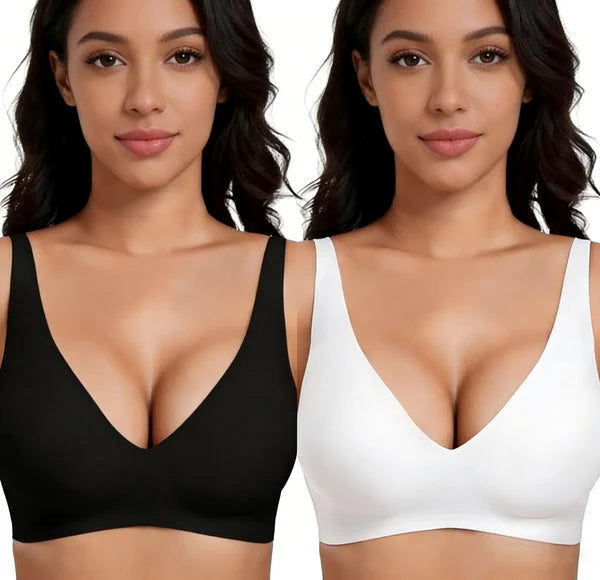 💗SIDSTE DAGS UDSALG 50% RABAT⚡2K+ SOLGT💕 Jelly Trådløse Kvinders Komfortable Trådløse Bh'er Push Up Bralette Seamless T-shirts Bh'er Dybe V Hverdags Bh'er