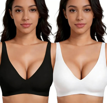 💗SIDSTE DAGS UDSALG 50% RABAT⚡2K+ SOLGT💕 Jelly Trådløse Kvinders Komfortable Trådløse Bh'er Push Up Bralette Seamless T-shirts Bh'er Dybe V Hverdags Bh'er