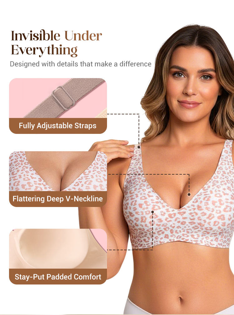 💗SIDSTE DAGS UDSALG 50% RABAT⚡2K+ SOLGT💕 Jelly Trådløse Kvinders Komfortable Trådløse Bh'er Push Up Bralette Seamless T-shirts Bh'er Dybe V Hverdags Bh'er