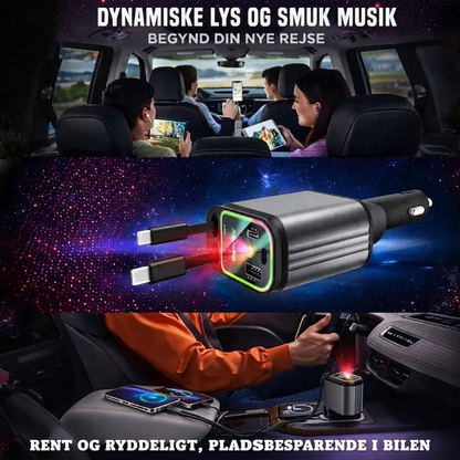 AutoCharge™ 120W | 4-i-1 Oplader, Super Hurtig, RGB Stjernehimmel!