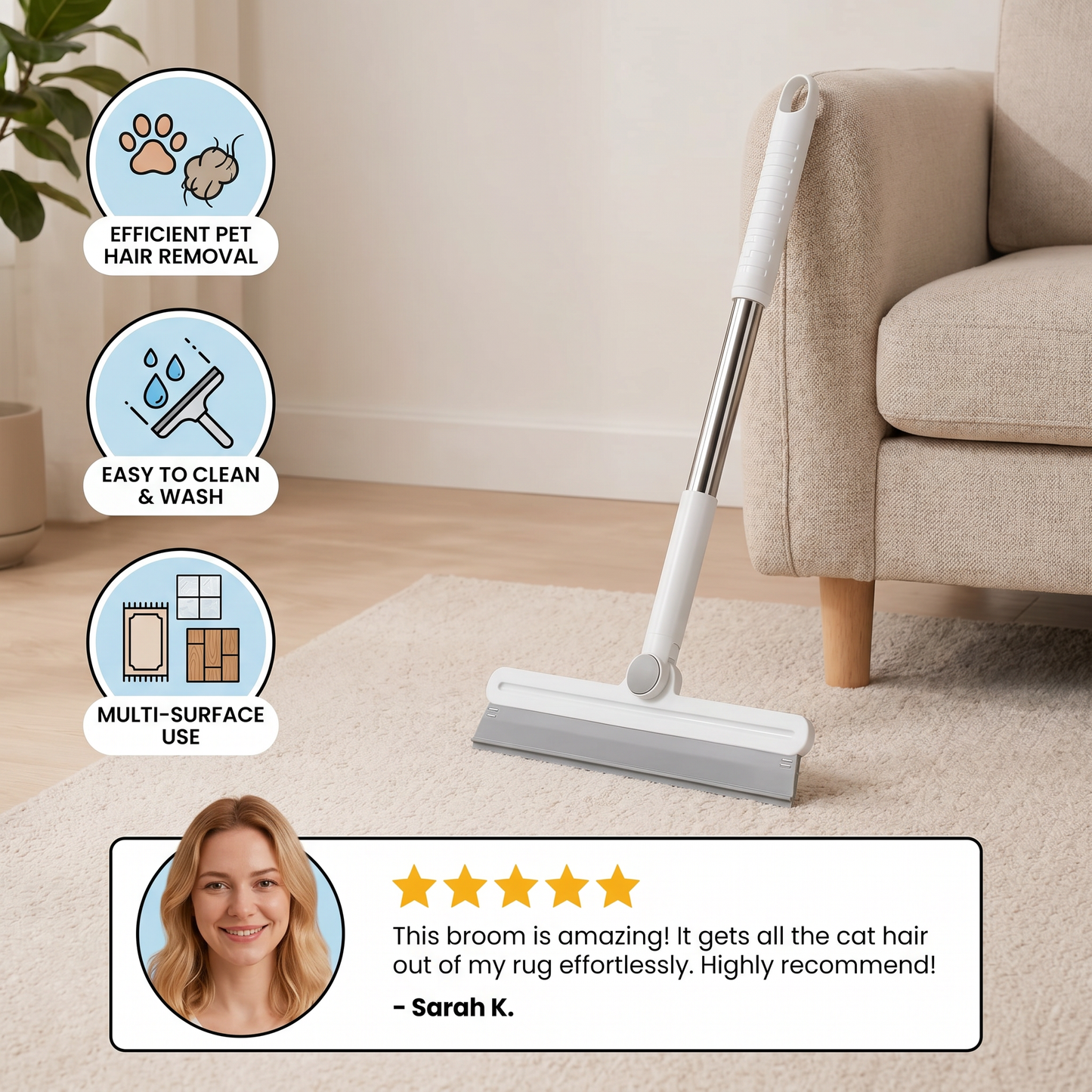 Silicone Pet Hair Remover Broom
