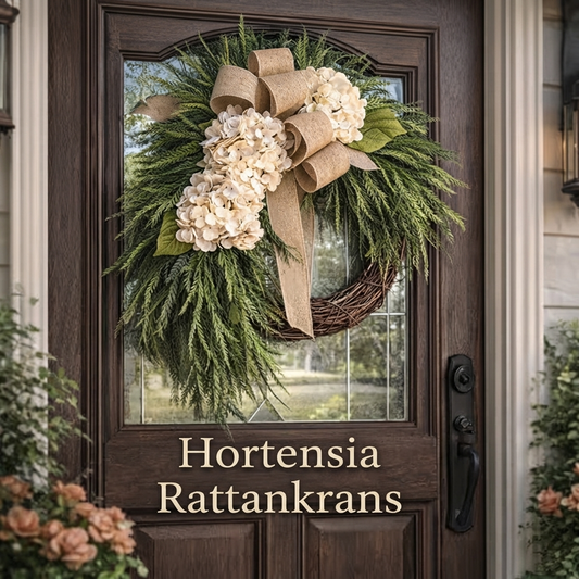 🌸 Håndlavet Hortensiakrans – Perfekt Sæsondekoration til Din Fordør