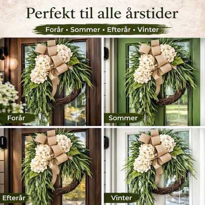 🌸 Håndlavet Hortensiakrans – Perfekt Sæsondekoration til Din Fordør