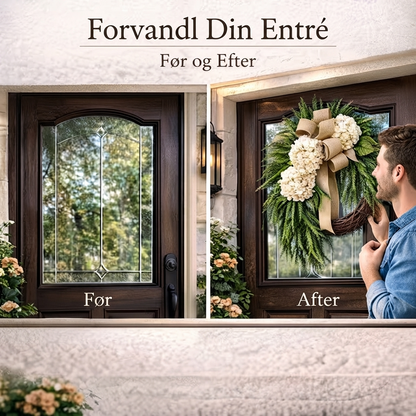 🌸 Håndlavet Hortensiakrans – Perfekt Sæsondekoration til Din Fordør