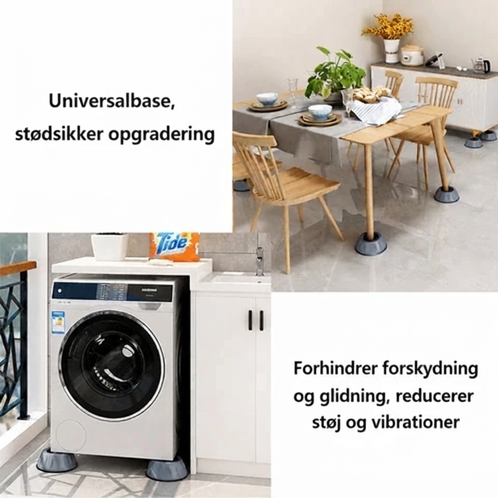TystFötter™ – Vibrationsdæmpende Fødder til Vaskemaskine & Tørretumbler