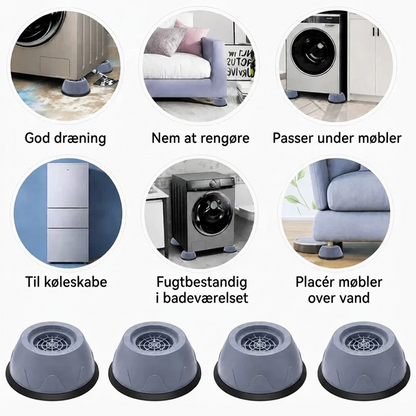 TystFötter™ – Vibrationsdæmpende Fødder til Vaskemaskine & Tørretumbler