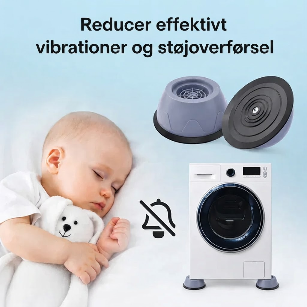 TystFötter™ – Vibrationsdæmpende Fødder til Vaskemaskine & Tørretumbler