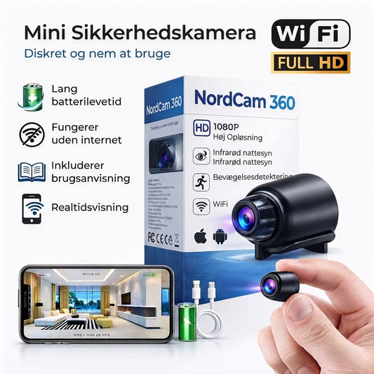 NordCam - 360 Mini Sikkerhedskamera Full HD 4K UltraVision™ ✅