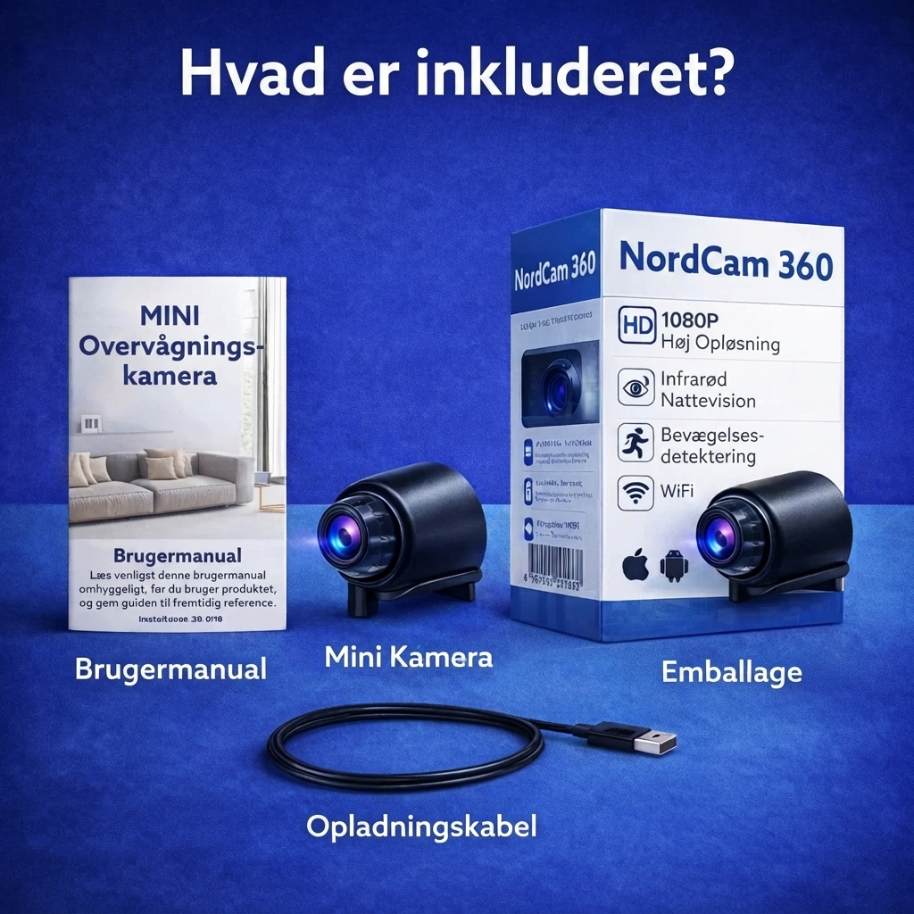 NordCam - 360 Mini Sikkerhedskamera Full HD 4K UltraVision™ ✅