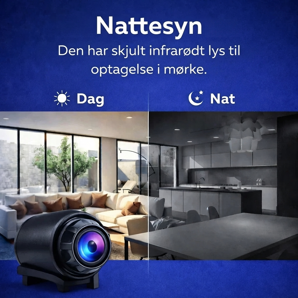 NordCam - 360 Mini Sikkerhedskamera Full HD 4K UltraVision™ ✅