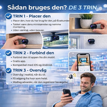 NordCam - 360 Mini Sikkerhedskamera Full HD 4K UltraVision™ ✅